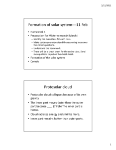 Formation of solar system11 Feb Homework 4 • Preparation for Midterm exam (4 March)