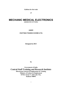 MECHANIC MEDICAL ELECTRONICS Central Staff Training and Research Institute