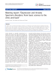 “Depression and Anxiety Meeting report: Spectrum disorders: from basic science to the ”