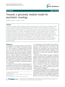 Towards a genuinely medical model for psychiatric nosology Open Access