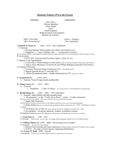 Domestic Policies 1974 to the Present