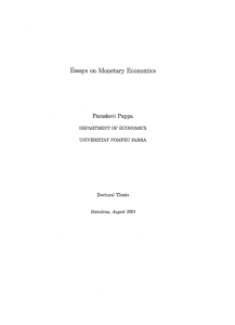 Essays on Monetary Economics DEPARTMENT OF ECONOMICS UNIVERSITAT POMPEU FABRA