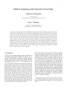 Inflation Targeting under Imperfect Knowledge Athanasios Orphanides John C. Williams *