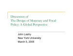 Discussion of The Design of Monetary and Fiscal Policy: A Global Perspective