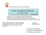 Atomic and Molecular Physics for Physicists Ben-Gurion University of the Negev
