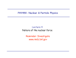 PHY492: Nuclear &amp; Particle Physics Lecture 4 Nature of the nuclear force