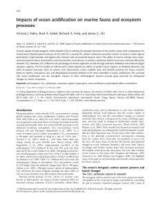 Impacts of ocean acidiﬁcation on marine fauna and ecosystem processes