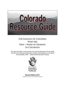 Colorado Resource Guide For Families of Children Who Are