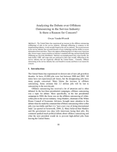 Analyzing the Debate over Offshore Outsourcing in the Service Industry: Gwyn VanderWeerdt