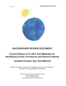 BACKGROUND REVIEW DOCUMENT In Vitro Identifying Ocular Corrosives and Severe Irritants: