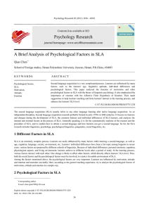 Psychology Research A Brief Analysis of Psychological Factors in SLA