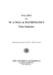 M. A./M.Sc. in MATHEMATICS Four Semester SYLLABUS For