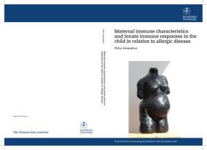 Maternal immune characteristics and innate immune responses in the