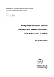 Department of Immunology, the Wenner-Gren Institute Stockholm University, Stockholm, Sweden Doctoral thesis