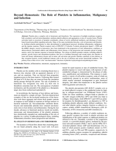 Beyond Hemostasis: The Role of Platelets in Inflammation and Infection Archibald McNicol