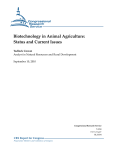 Biotechnology in Animal Agriculture: Status and Current Issues CRS Report for Congress
