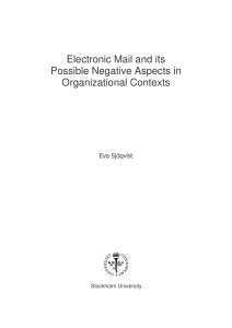 Electronic Mail and its Possible Negative Aspects in Organizational Contexts