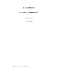 Lecture Notes on Actuarial Mathematics Jerry Alan Veeh