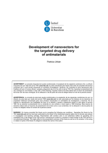 Development of nanovectors for the targeted drug delivery of antimalarials Patricia Urbán