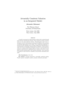 Actuarially Consistent Valuation in an Integrated Market