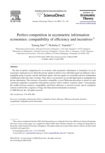 Perfect competition in asymmetric information economies: compatibility of efﬁciency and incentives 夡