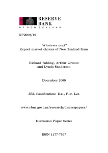 DP2009/19 Whatever next? Export market choices of New Zealand firms