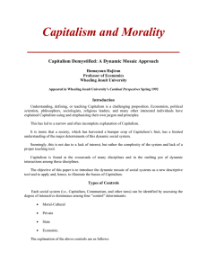 Capitalism and Morality _________________________  Capitalism Demystified: A Dynamic Mosaic Approach