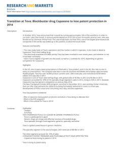 Transition at Teva: Blockbuster drug Copaxone to lose patent protection in 2014 Brochure