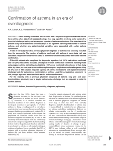 Confirmation of asthma in an era of overdiagnosis V.P. Luks*, K.L. Vandemheen