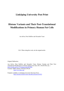 Linköping University Post Print Histone Variants and Their Post-Translational