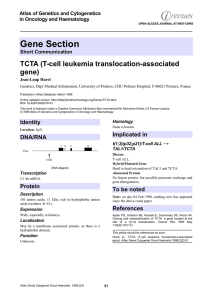 Gene Section TCTA (T-cell leukemia translocation-associated gene) Atlas of Genetics and Cytogenetics