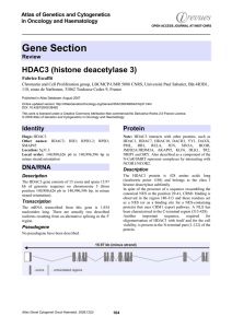 Gene Section HDAC3 (histone deacetylase 3) Atlas of Genetics and Cytogenetics