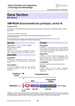 Gene Section TMPRSS4 (transmembrane protease, serine 4)  Atlas of Genetics and Cytogenetics