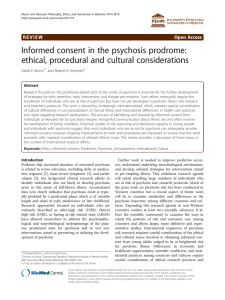 Informed consent in the psychosis prodrome: ethical, procedural and cultural considerations