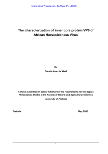 The characterization of inner core protein VP6 of African Horsesickness Virus
