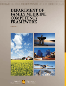 DEPARTMENT OF FAMILY MEDICINE COMPETENCY FRAMEWORK
