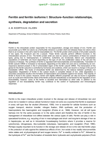 Ferritin and ferritin isoforms I: Structure–function relationships, synthesis, degradation and secretion