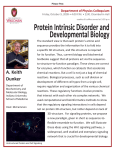 Protein Intrinsic Disorder and Developmental Biology Department of Physics Colloquium