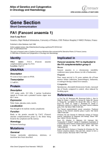 Gene Section FA1 (Fanconi anaemia 1) Atlas of Genetics and Cytogenetics
