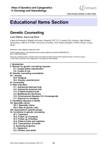 Educational Items Section Genetic Counseling Atlas of Genetics and Cytogenetics