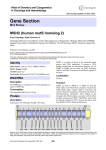 Gene Section MSH2 (human mutS homolog 2) Atlas of Genetics and Cytogenetics