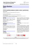 Gene Section CYLD (cylindromatosis (turban tumor syndrome))  Atlas of Genetics and Cytogenetics