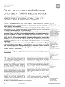 Genetic variants associated with severe pneumonia in A/H1N1 influenza infection