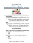 Human Services Child Development Multiple Choice Science Assessment Questions