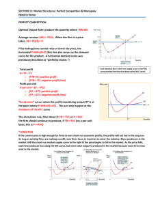 SECTION 11: Market Structures: Perfect Competition &amp; Monopoly:  Need to Know:    PERFECT COMPETITION 