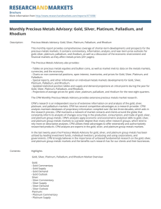 Monthly Precious Metals Advisory: Gold, Silver, Platinum, Palladium, and Rhodium Brochure