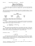 Mass of the Electron Motivation for the Experiment