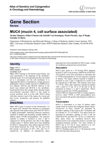 Gene Section MUC4 (mucin 4, cell surface associated) in Oncology and Haematology