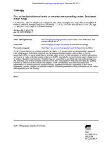 Geology First active hydrothermal vents on an ultraslow-spreading center: Southwest Indian Ridge