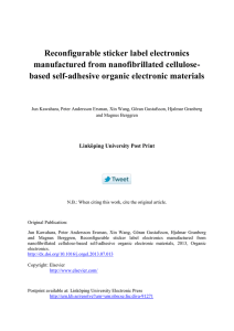 Reconfigurable sticker label electronics manufactured from nanofibrillated cellulose-